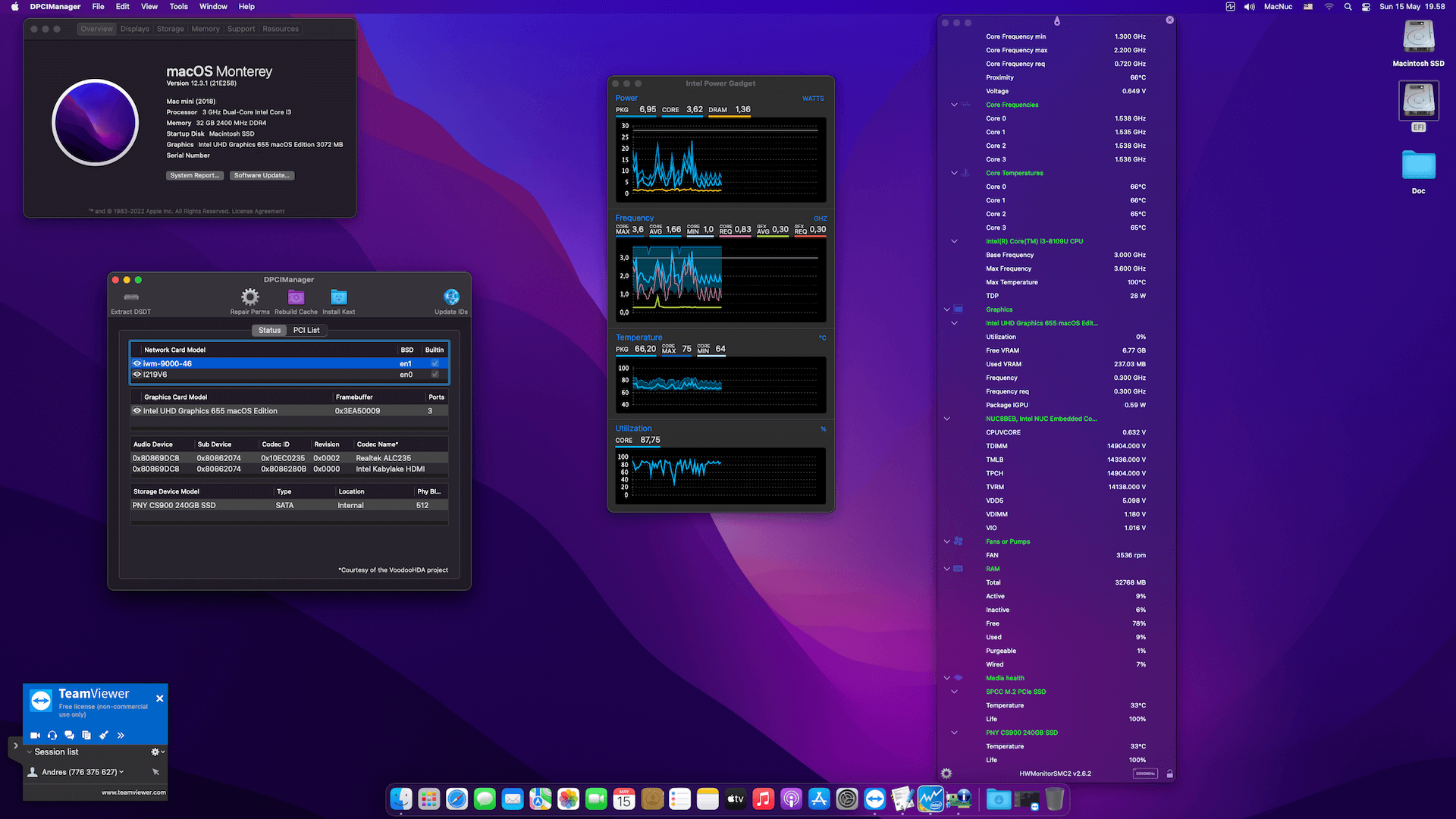 Success Hackintosh macOS Monterey 12.3.1 Build 21E258 in Intel NUC Kit NUC8i3BEH